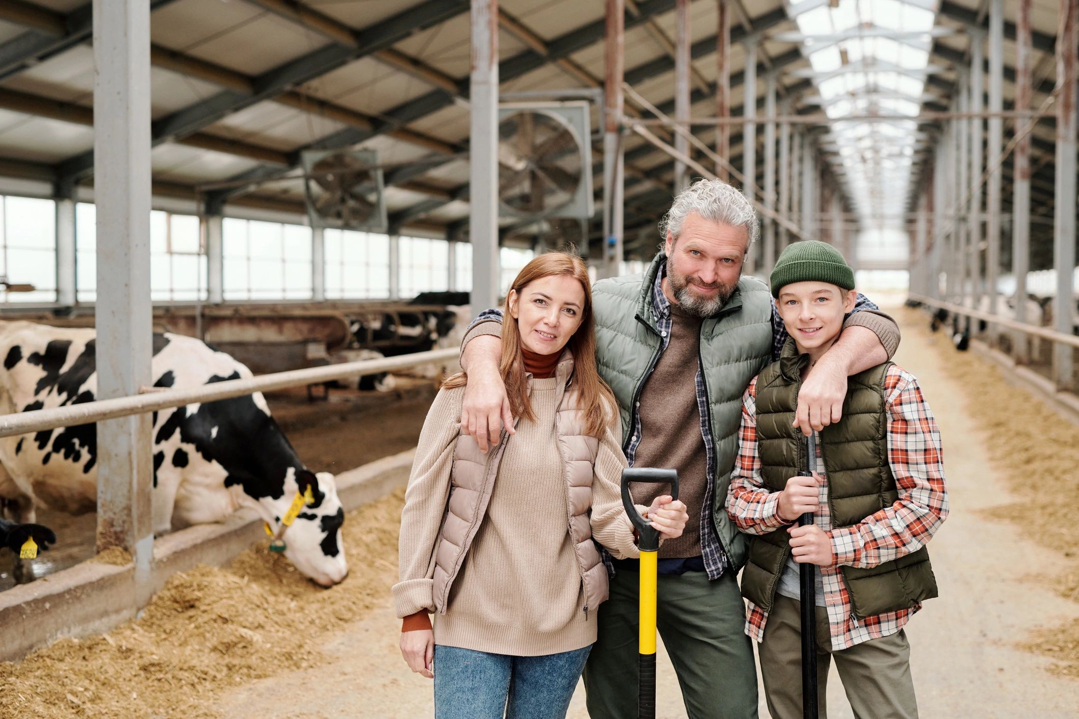 Happy family of father, mother, and teenage son